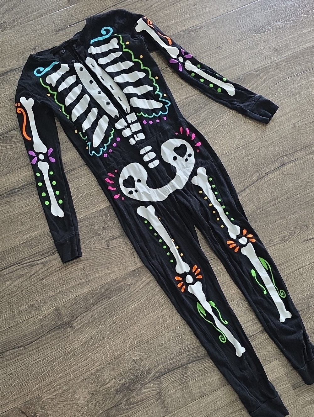 Old Navy Black Kids Skeleton Onesie with Multicolor Accents